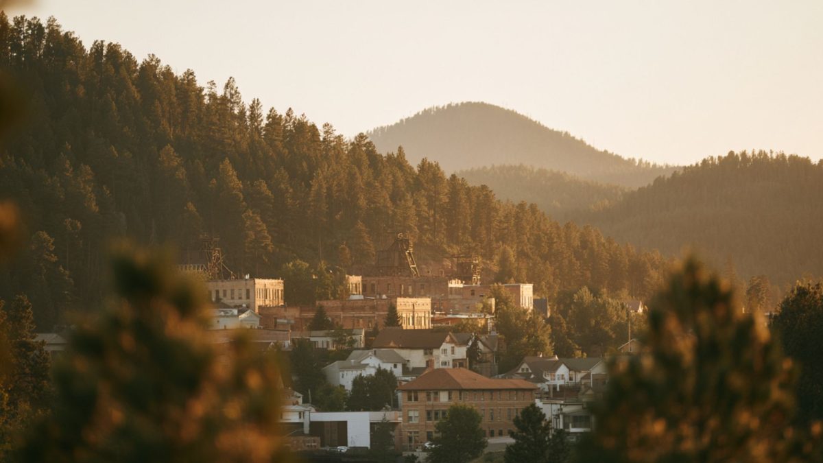 A scenic shot of Lead South Dakota during the golden hour