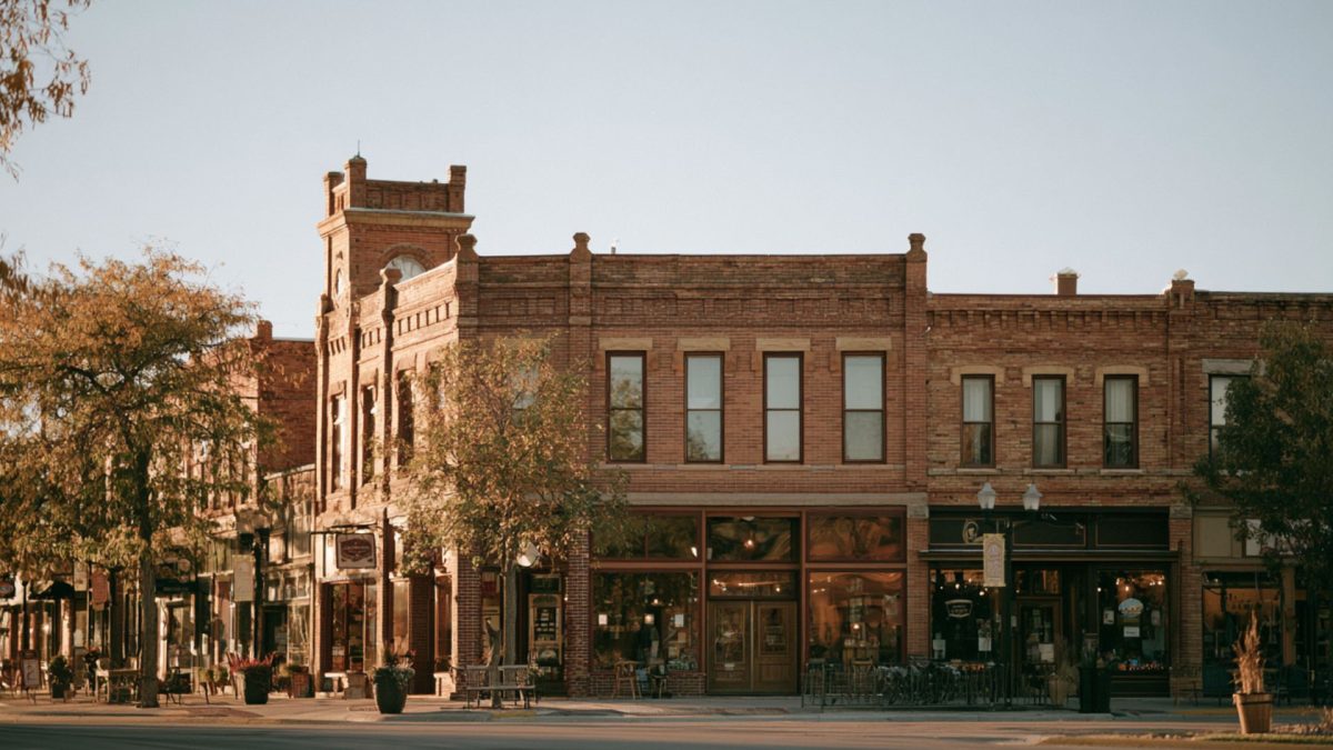 A picturesque town corner in the town of Spearfish SD